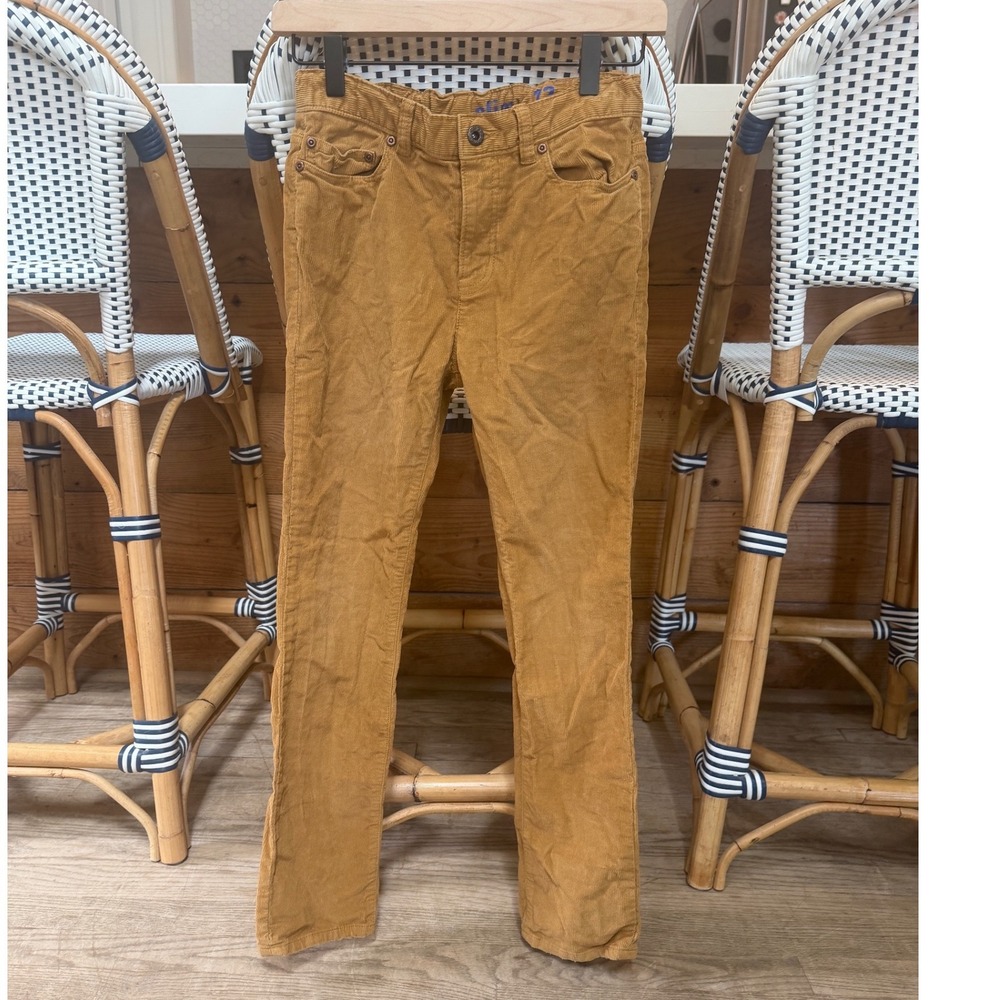 Crewcuts J.Crew Boys Slim Corduroy Pants Mustard Tan Adjustable Waist Size 12